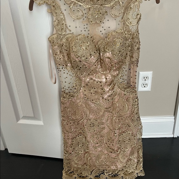 Gold, Lace , sparkle Dave and Johnny,  size 0 special occasion dress ! - Picture 2 of 4